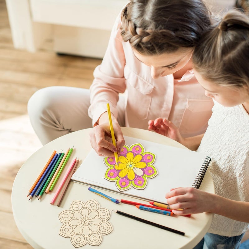 Sophena Large Size 7 inch Wooden Spring Ornaments to Paint, Wooden Flower Cutouts DIY Blank Unfinished Round Wood Discs Ornament for Crafts Hanging Decorations(10PCS) - Image 2